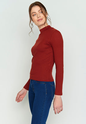 Winter Red: Lässiges Longsleeve aus LENZING™ TENCEL™ Mix für Damen [15390]