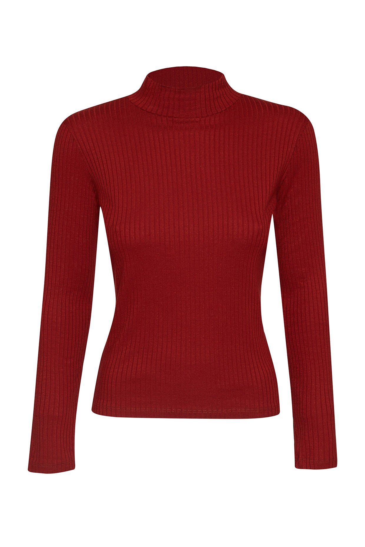 Winter Red: Lässiges Longsleeve aus LENZING™ TENCEL™ Mix für Damen [15392]