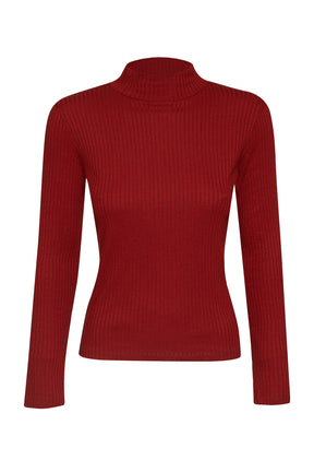 Winter Red: Lässiges Longsleeve aus LENZING™ TENCEL™ Mix für Damen [15392]