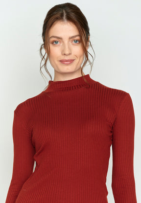 Winter Red: Lässiges Longsleeve aus LENZING™ TENCEL™ Mix für Damen [15393]