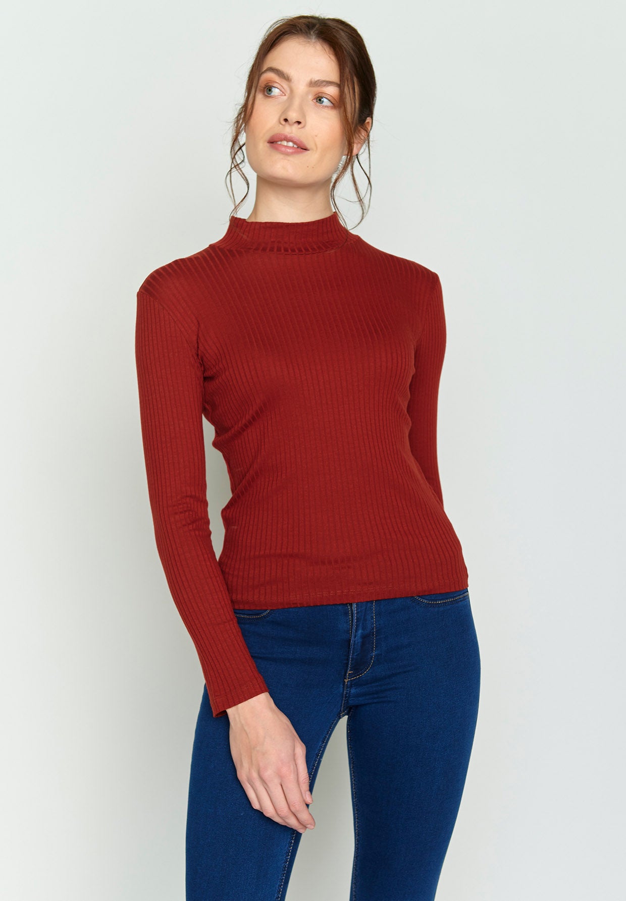 Winter Red: Lässiges Longsleeve aus LENZING™ TENCEL™ Mix für Damen [15394]