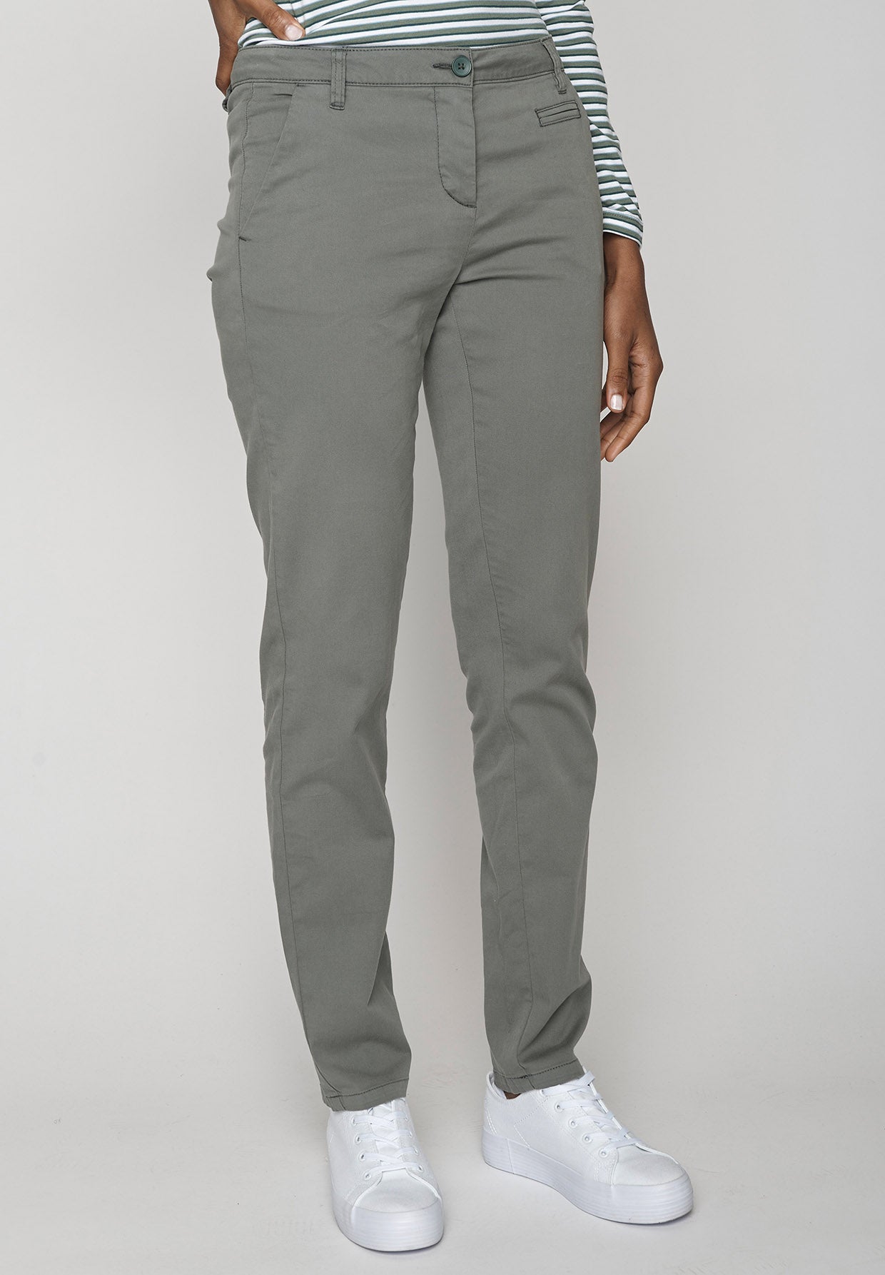 Light Grey: Gemütliche Chino aus Bio-Baumwoll Mix für Damen [15729]