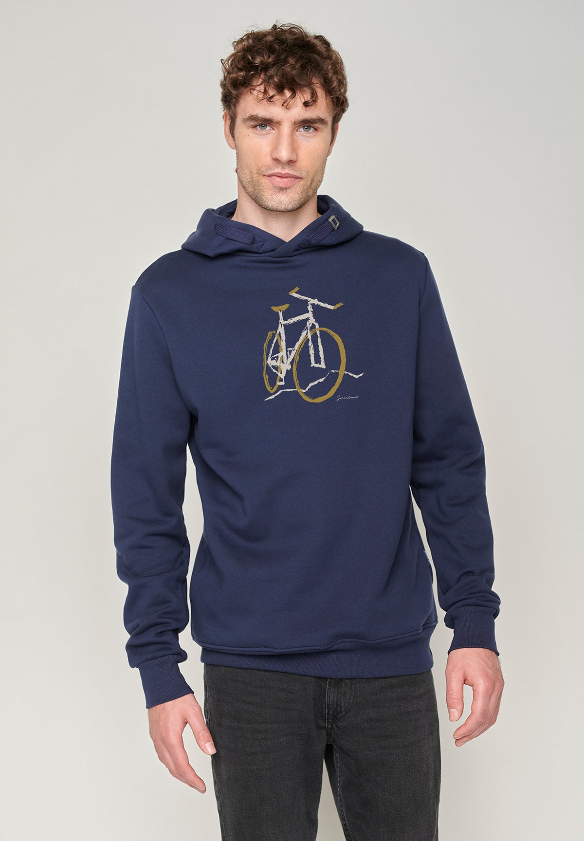 Navy: Kuschliger Hoodie aus Bio-Baumwolle für Herren [1572]