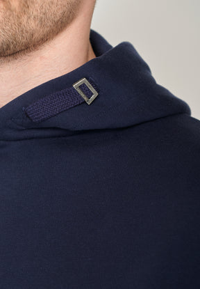Navy: Kuschliger Hoodie aus Bio-Baumwolle für Herren [1573]