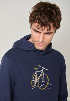 Navy: Kuschliger Hoodie aus Bio-Baumwolle für Herren [1575]