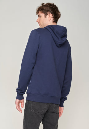 Navy: Kuschliger Hoodie aus Bio-Baumwolle für Herren [1576]