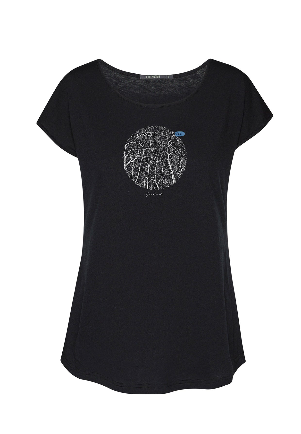 Black: Lässiges T-Shirt aus Bio-Baumwolle für Damen [15817]