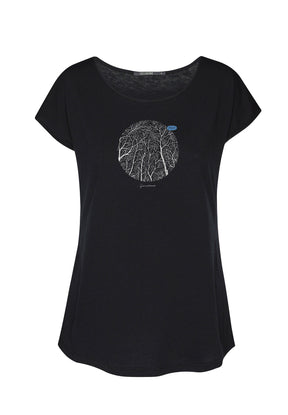 Black: Lässiges T-Shirt aus Bio-Baumwolle für Damen [15817]