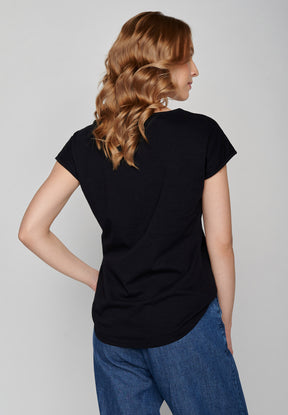 Black: Sportliches T-Shirt aus Bio-Baumwolle für Damen [15819]