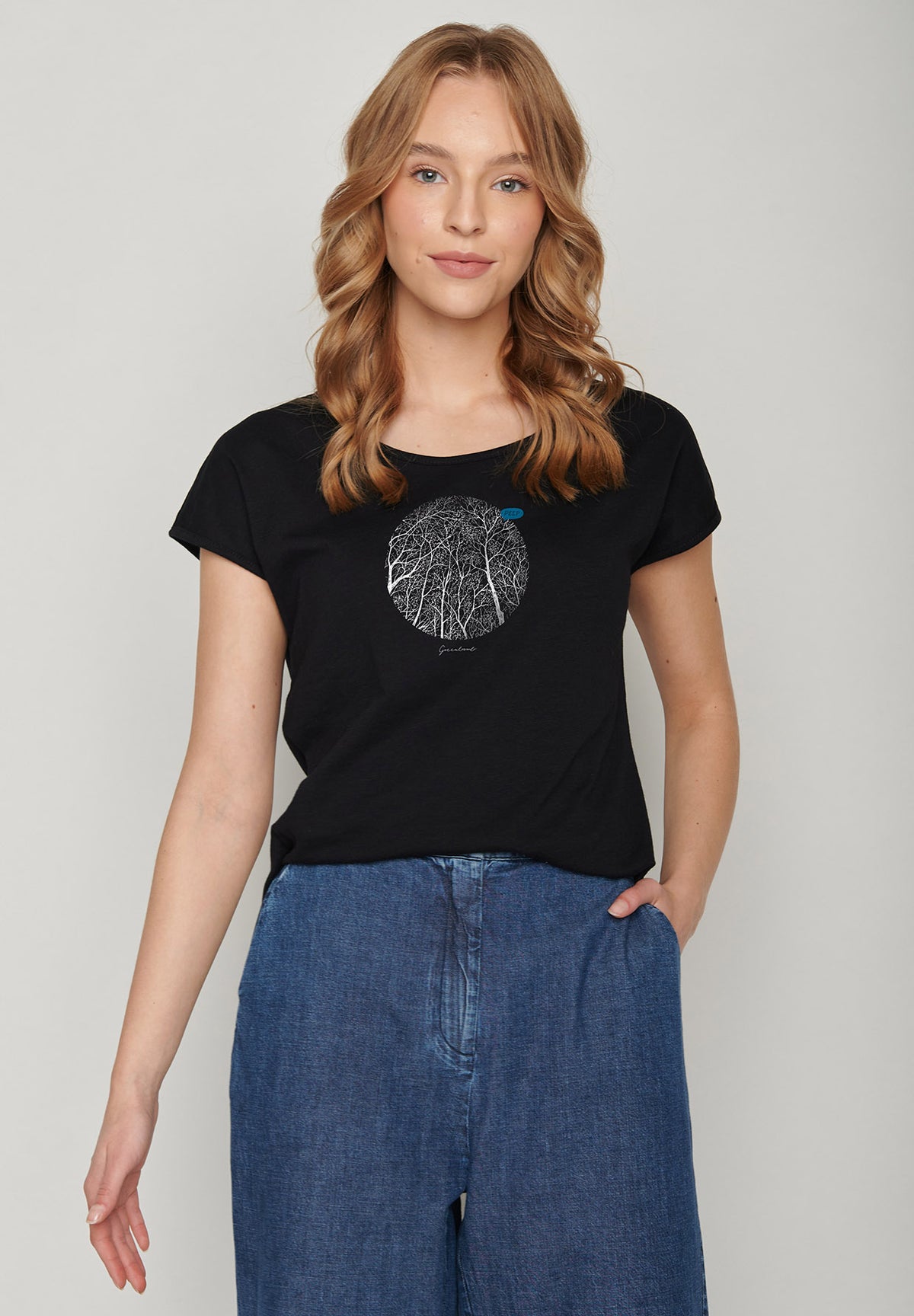 Schwarz:  Sportliches T-Shirt aus Bio-Baumwolle für Damen [15820]