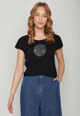 Schwarz:  Sportliches T-Shirt aus Bio-Baumwolle für Damen [15820]