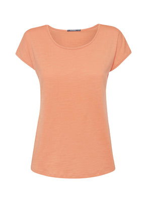 Peach: Lässiges T-Shirt aus Bio-Baumwolle für Damen [15983]