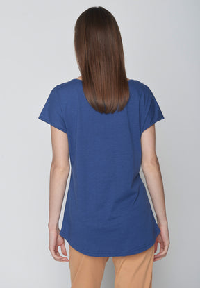 Blau:  Sportliches T-Shirt aus Bio-Baumwolle für Damen [16005]