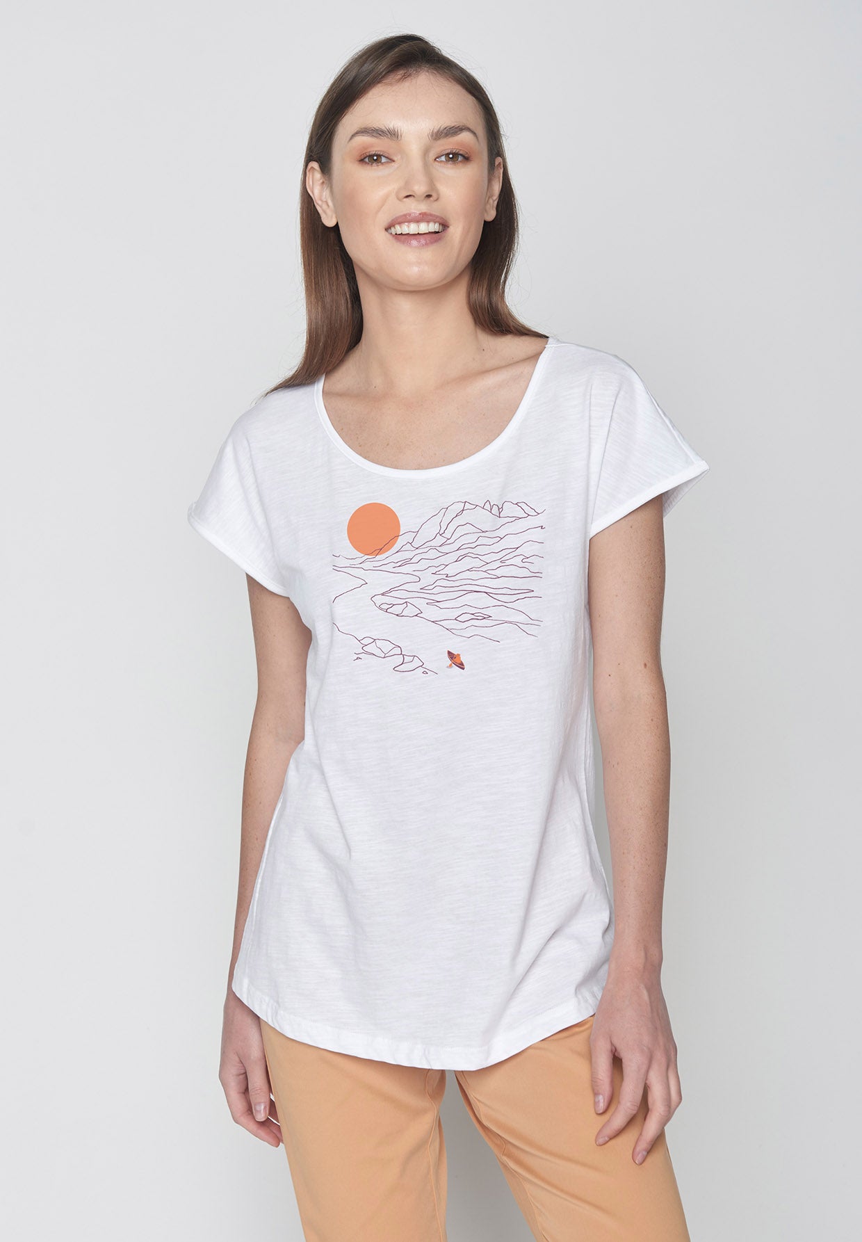 Weiß:  Sportliches T-Shirt aus Bio-Baumwolle für Damen [16048]