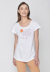 Weiß:  Sportliches T-Shirt aus Bio-Baumwolle für Damen [16048]