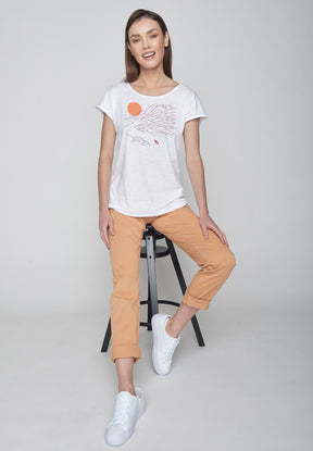 Weiß:  Sportliches T-Shirt aus Bio-Baumwolle für Damen [16050]
