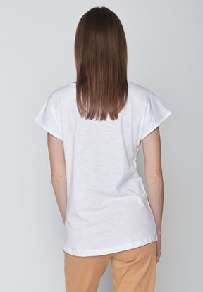 Weiß:  Sportliches T-Shirt aus Bio-Baumwolle für Damen [16051]