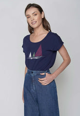 Blau:  Sportliches T-Shirt aus Bio-Baumwolle für Damen [16060]