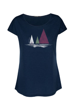 Navy: Sportliches T-Shirt aus Bio-Baumwolle für Damen [16061]