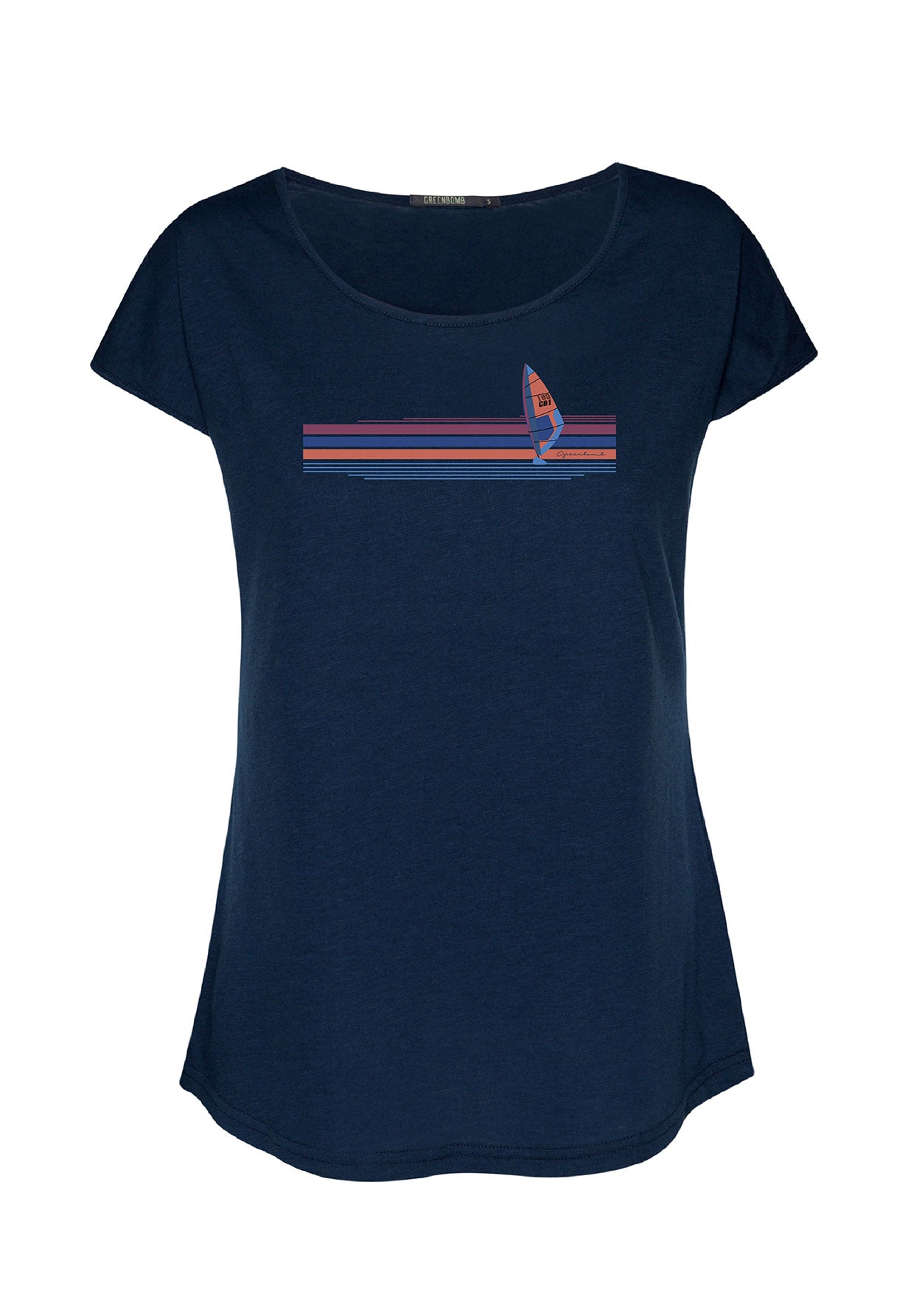 Navy: Lässiges T-Shirt aus Bio-Baumwolle für Damen [16069]