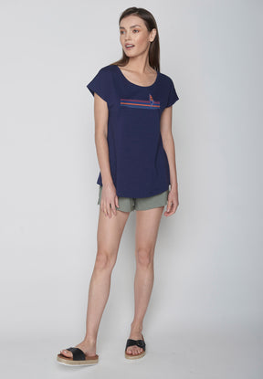 Navy: Lässiges T-Shirt aus Bio-Baumwolle für Damen [16070]