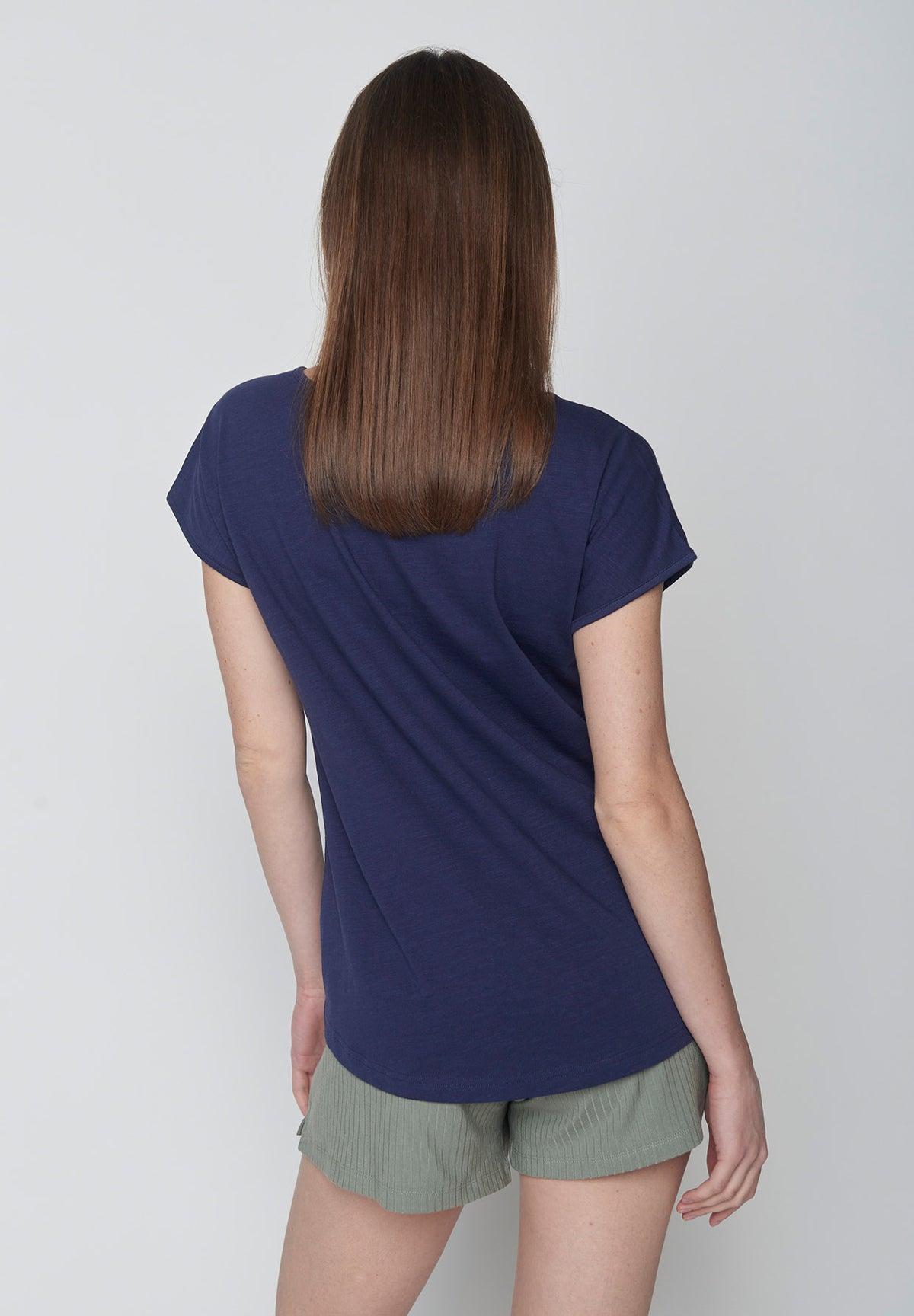 Navy: Sportliches T-Shirt aus Bio-Baumwolle für Damen [16071]