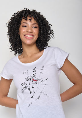 White: Lässiges T-Shirt aus Bio-Baumwolle für Damen [16210]