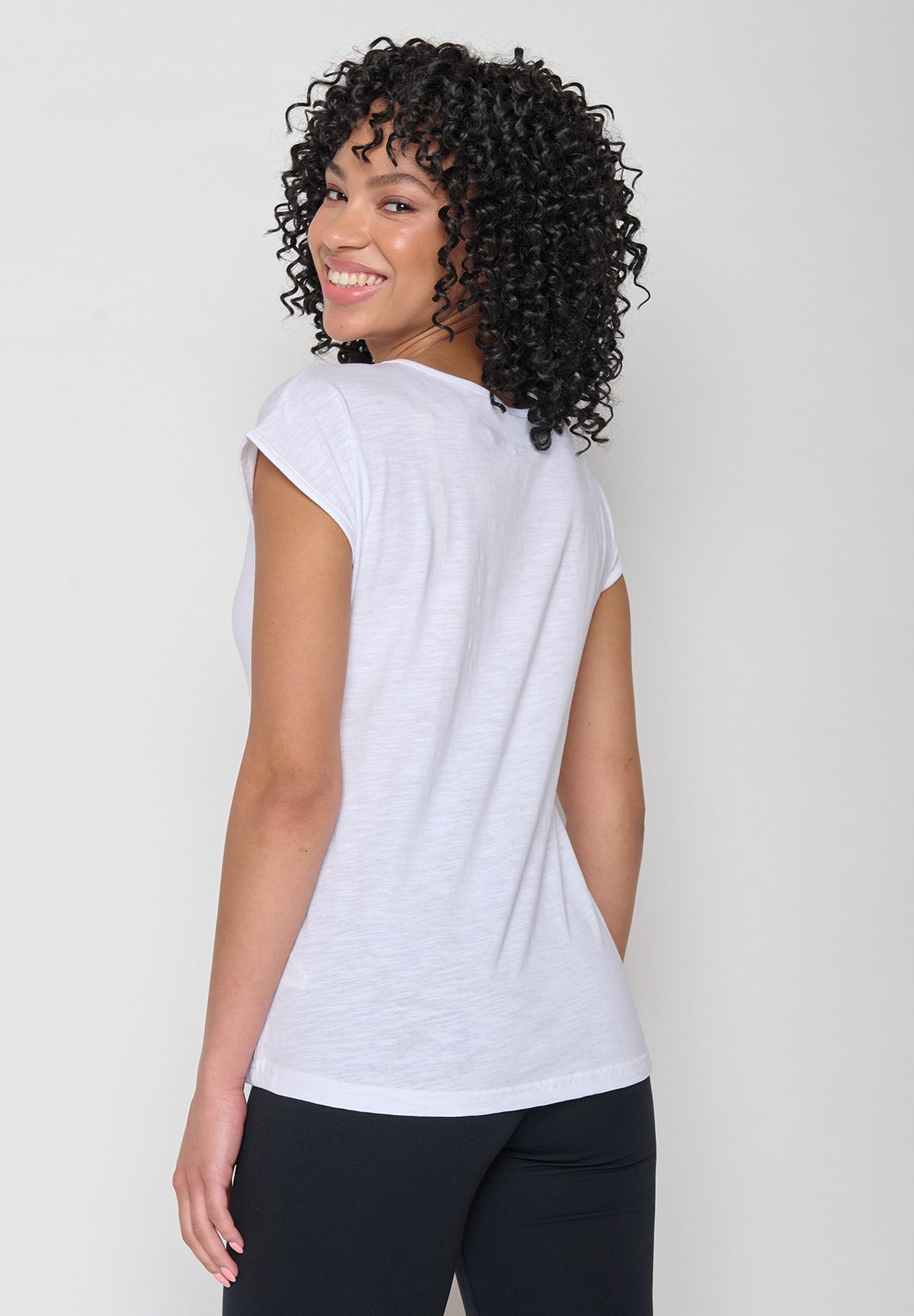 Weiß:  Sportliches T-Shirt aus Bio-Baumwolle für Damen [16212]