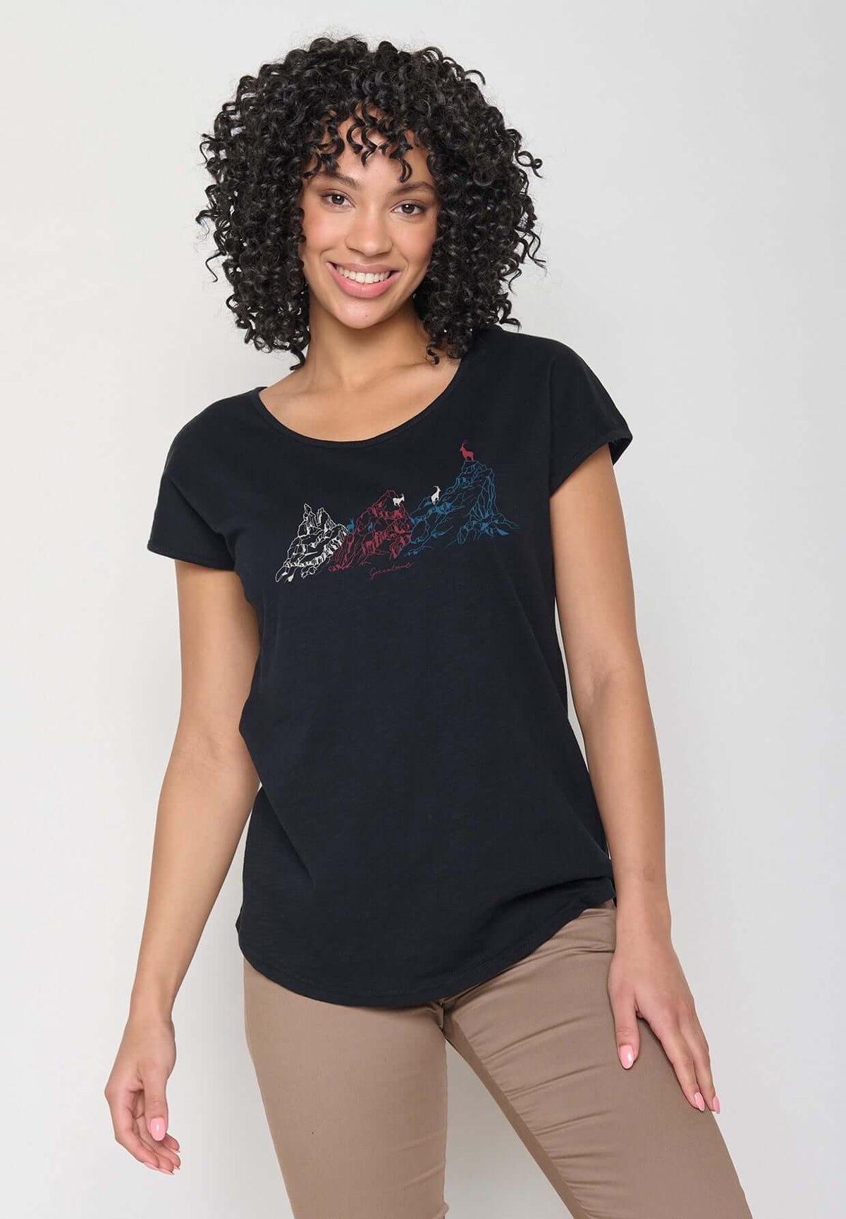 Schwarz:  Sportliches T-Shirt aus Bio-Baumwolle für Damen [16215]