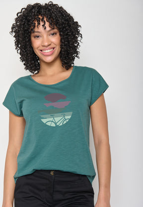 Jungle Green: Lässiges T-Shirt aus Bio-Baumwolle für Damen [16243]
