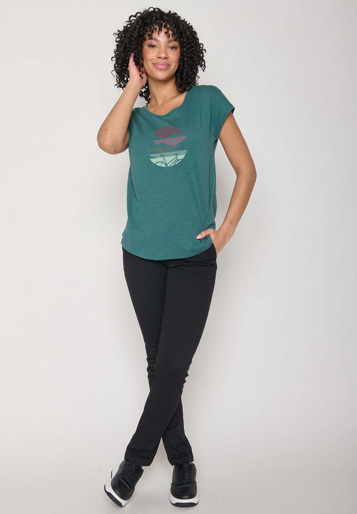 Grün:  Sportliches T-Shirt aus Bio-Baumwolle für Damen [16244]