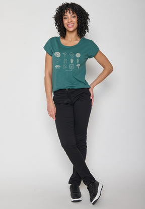 Jungle Green: Lässiges T-Shirt aus Bio-Baumwolle für Damen [16252]