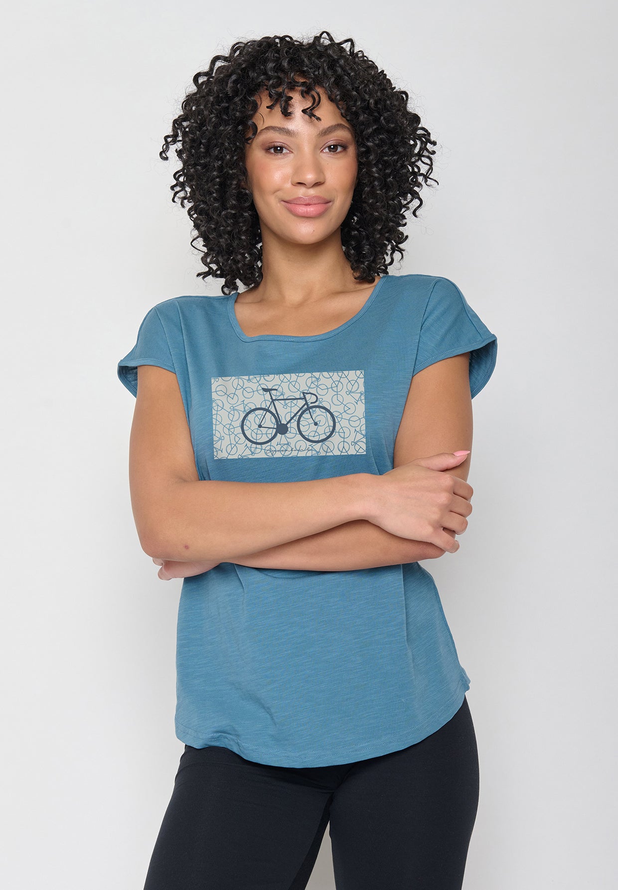 Blau:  Sportliches T-Shirt aus Bio-Baumwolle für Damen [16261]