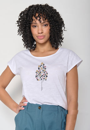 White: Lässiges T-Shirt aus Bio-Baumwolle für Damen [16269]