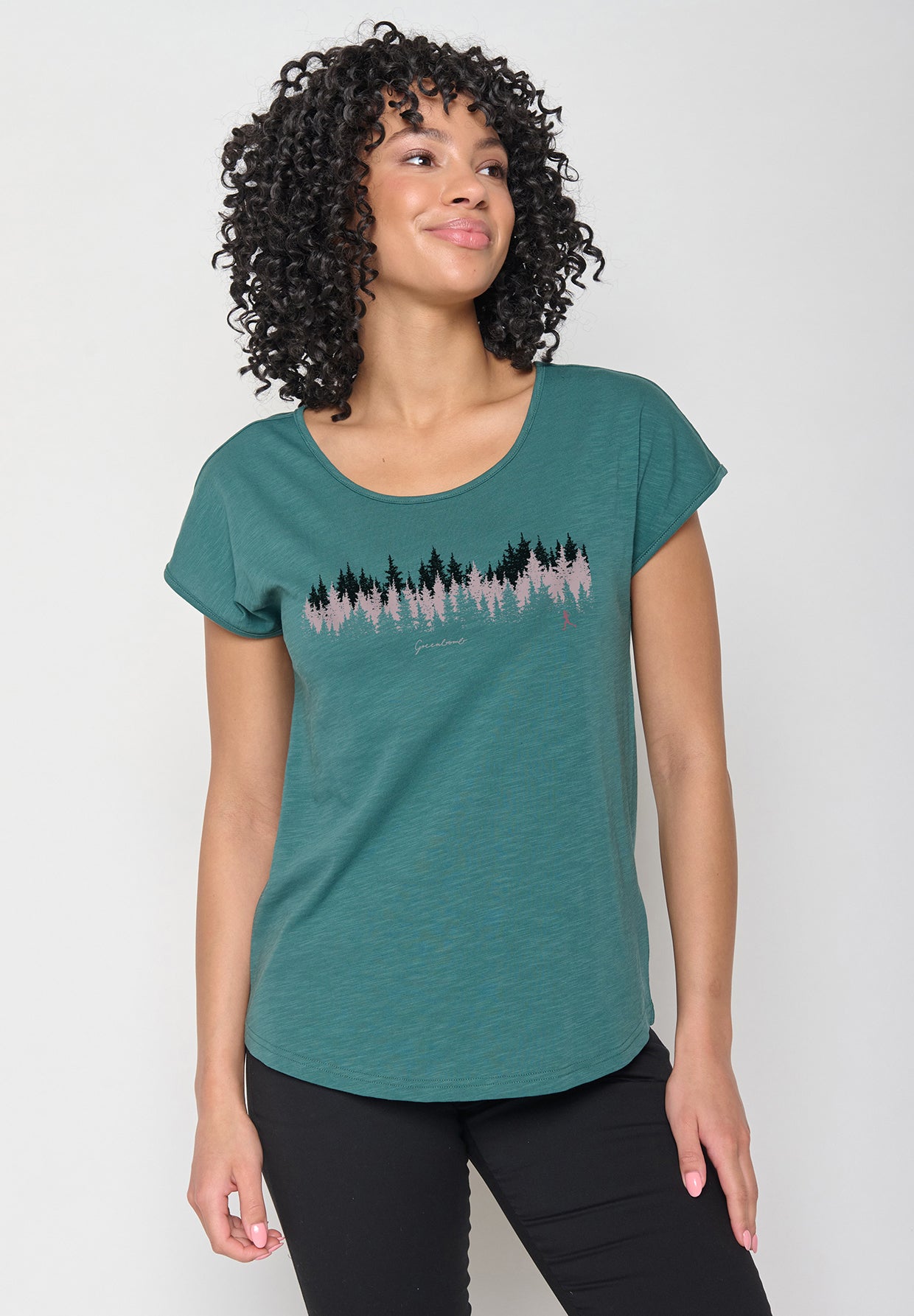 Jungle Green: Lässiges T-Shirt aus Bio-Baumwolle für Damen [16273]