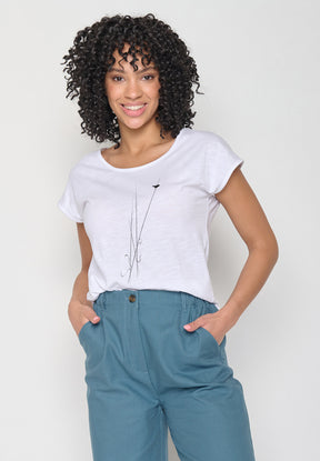 White: Lässiges T-Shirt aus Bio-Baumwolle für Damen [16290]