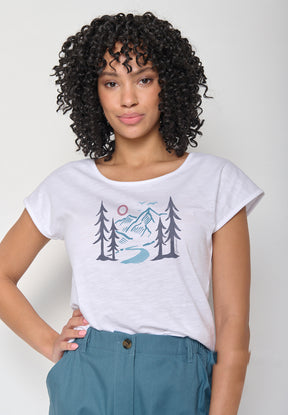 Weiß:  Sportliches T-Shirt aus Bio-Baumwolle für Damen [16294]