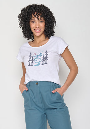 White: Lässiges T-Shirt aus Bio-Baumwolle für Damen [16295]