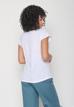 Weiß:  Sportliches T-Shirt aus Bio-Baumwolle für Damen [16296]