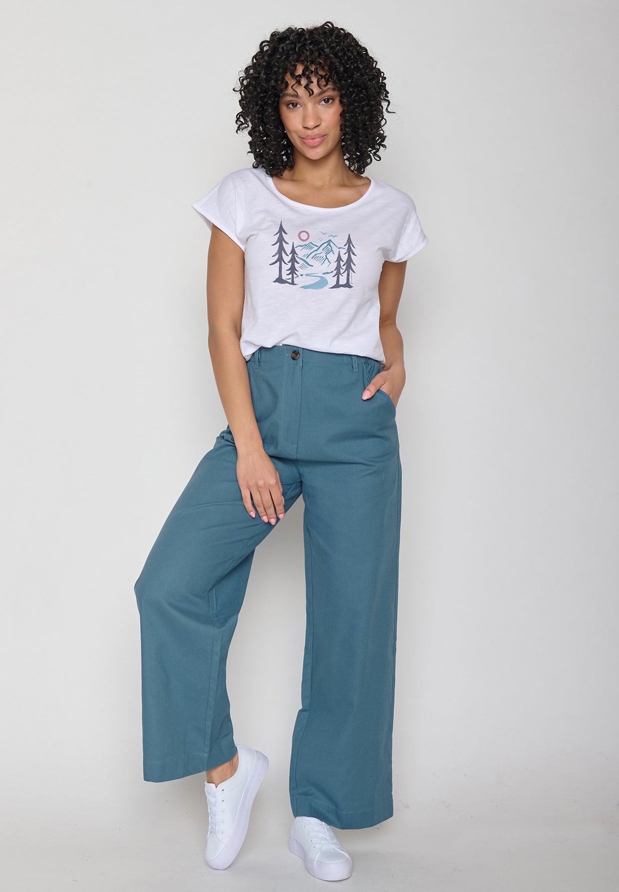 Weiß:  Sportliches T-Shirt aus Bio-Baumwolle für Damen [16297]