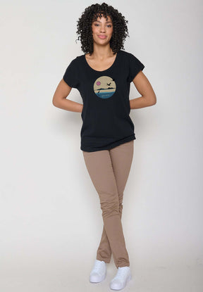 Schwarz:  Sportliches T-Shirt aus Bio-Baumwolle für Damen [16302]