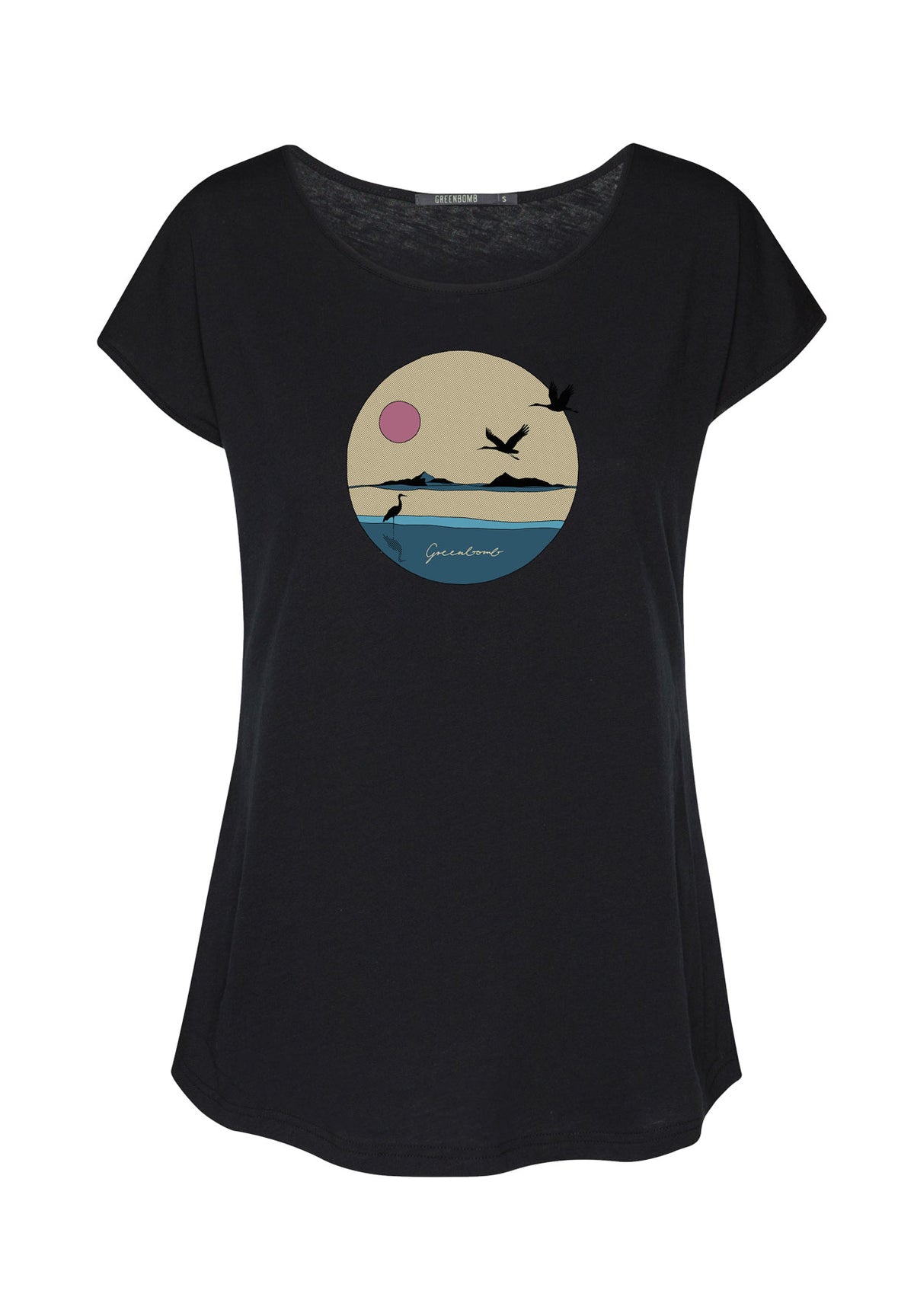 Black: Lässiges T-Shirt aus Bio-Baumwolle für Damen [16303]