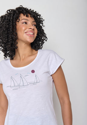 White: Lässiges T-Shirt aus Bio-Baumwolle für Damen [16308]