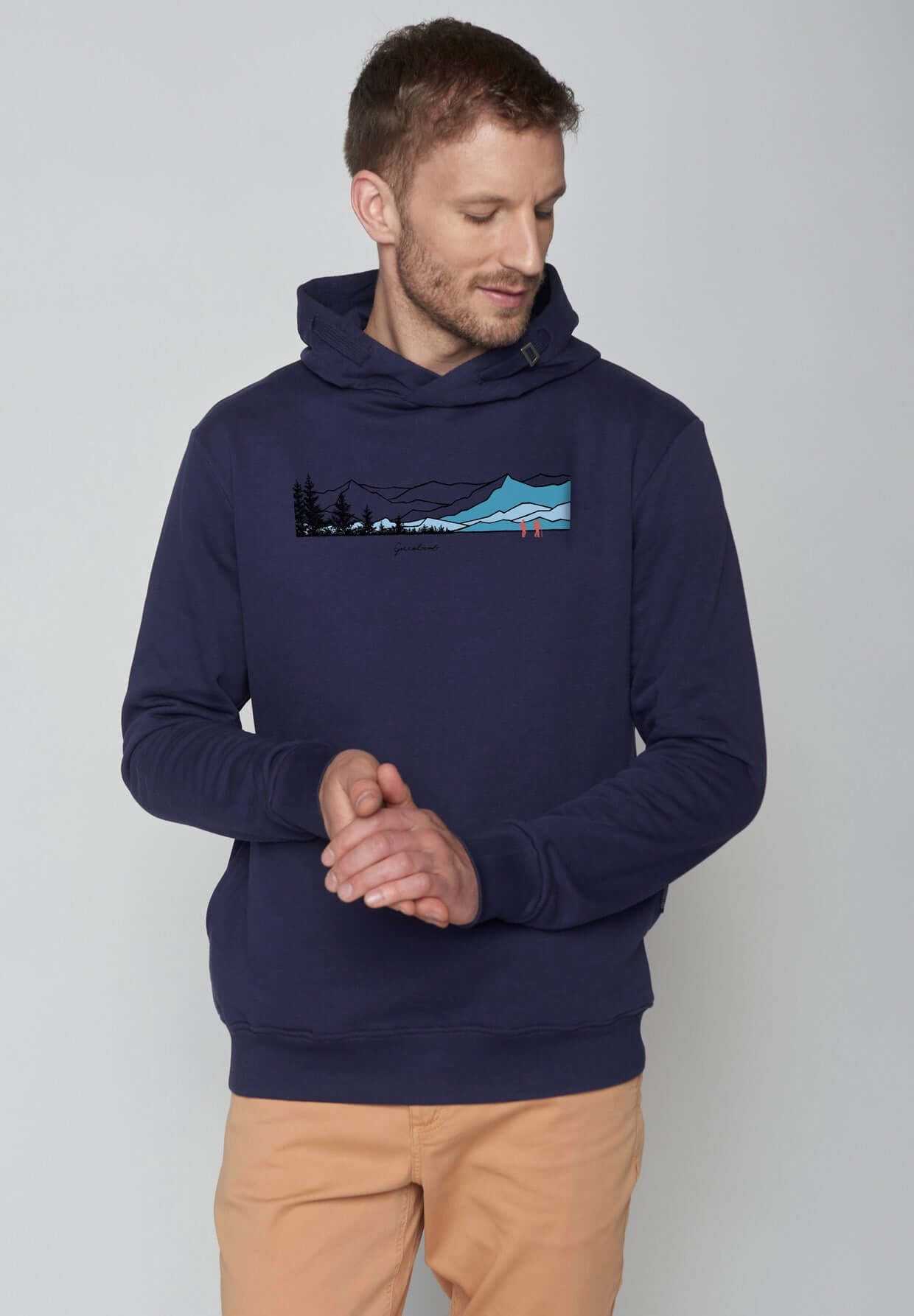 Blau:  Kuschliger Hoodie aus Bio-Baumwolle für Herren [16388]