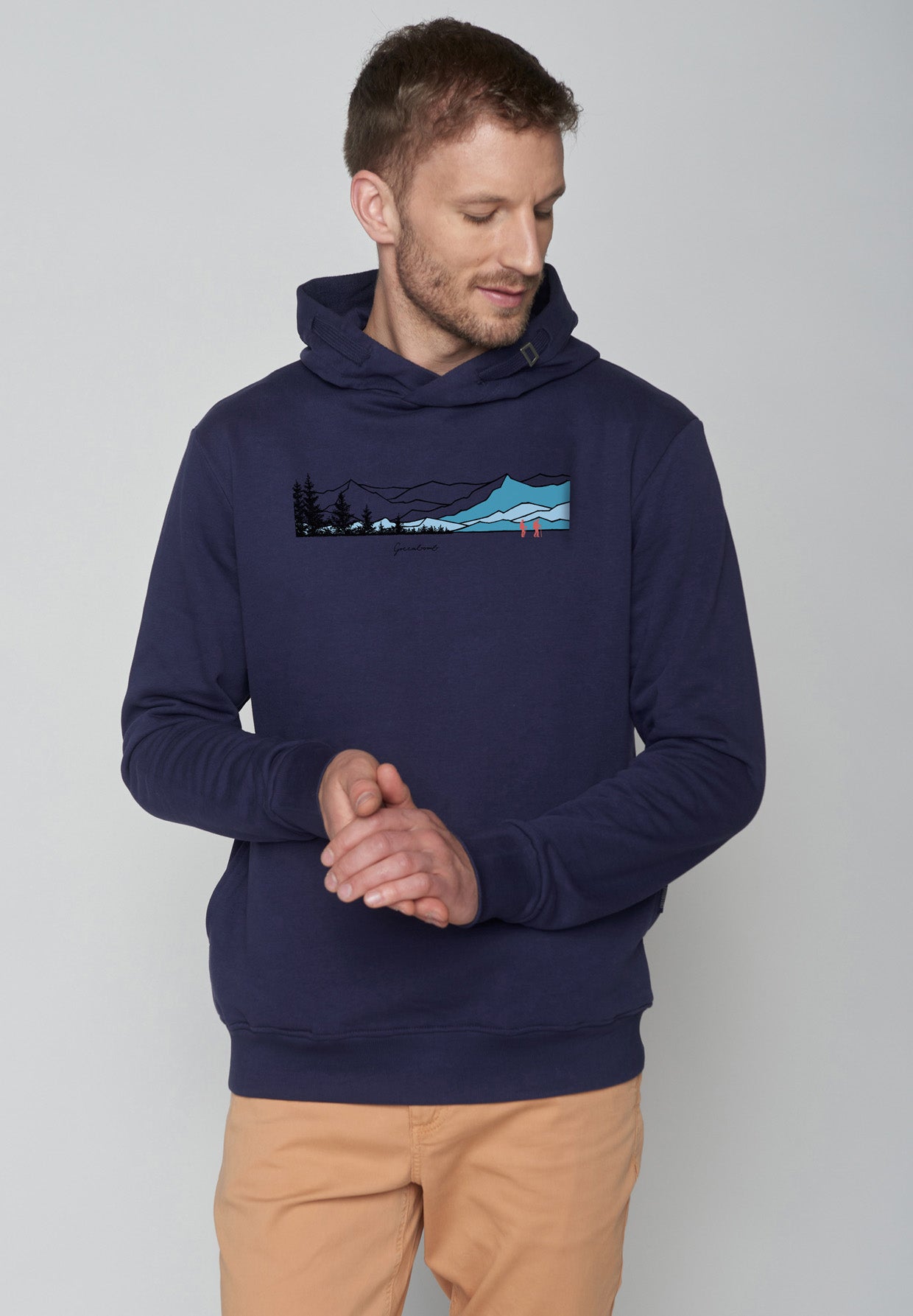 Navy: Kuschliger Hoodie aus Bio-Baumwolle für Herren [16388]