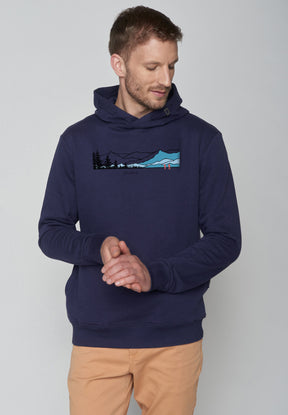 Navy: Kuschliger Hoodie aus Bio-Baumwolle für Herren [16388]