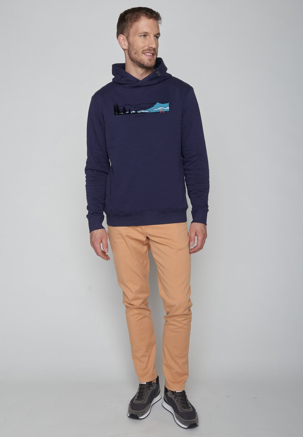 Navy: Kuschliger Hoodie aus Bio-Baumwolle für Herren [16389]