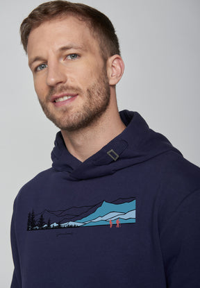 Navy: Kuschliger Hoodie aus Bio-Baumwolle für Herren [16391]
