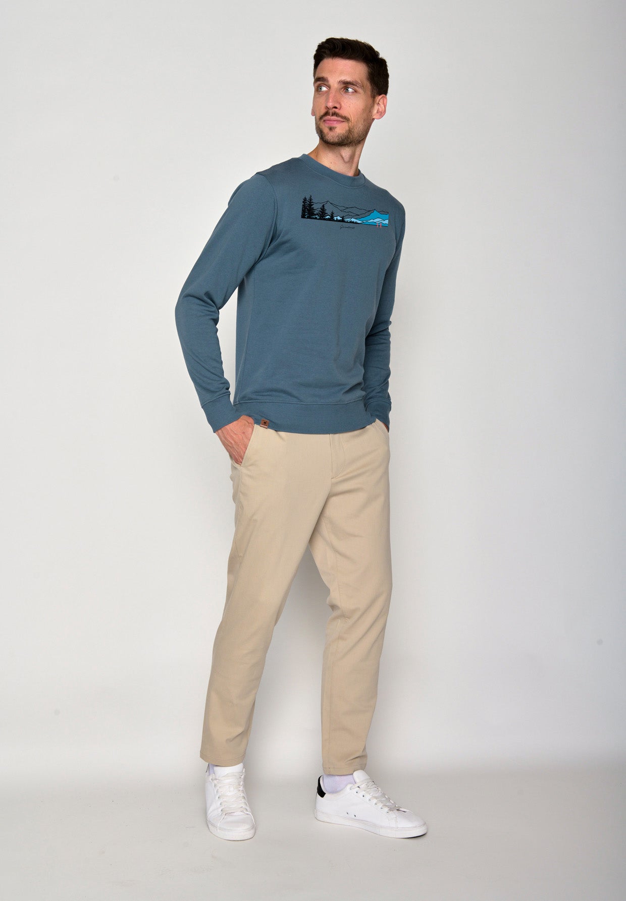 Vintage Blue: Gemütliches Sweatshirt aus Bio-Baumwolle für Herren [16395]