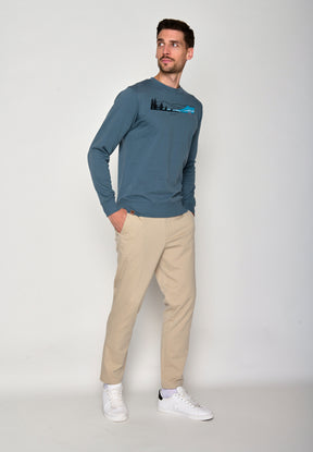 Vintage Blue: Gemütliches Sweatshirt aus Bio-Baumwolle für Herren [16395]